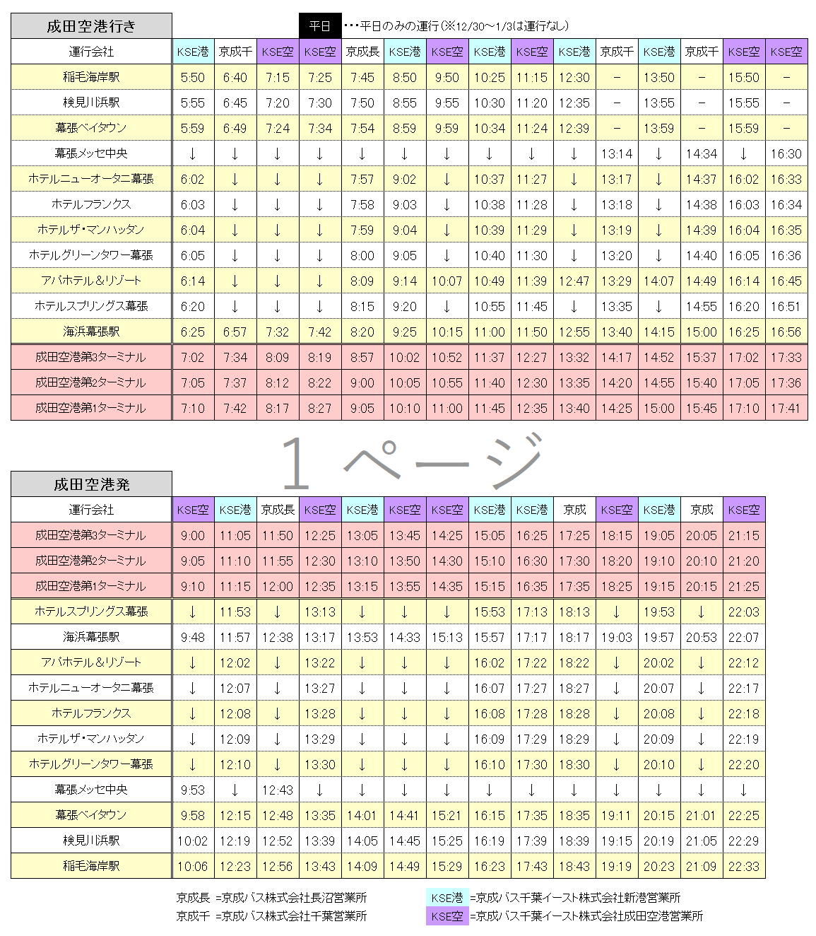 幕張線時刻表